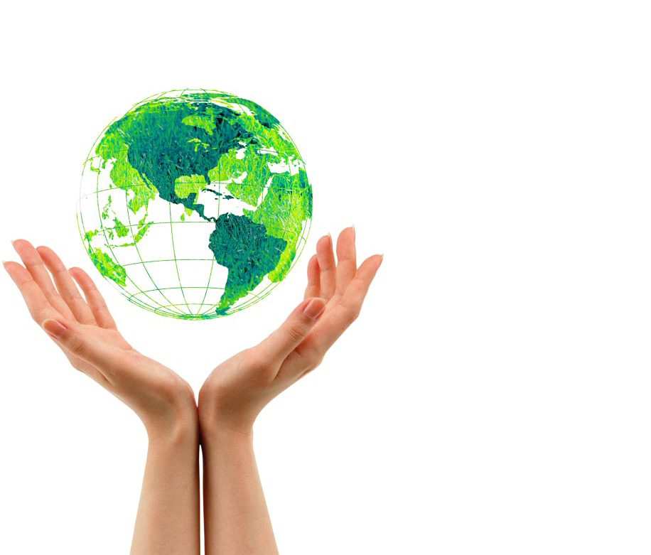 manos abrazando la bola del mundo en señal de respeto por la ecología